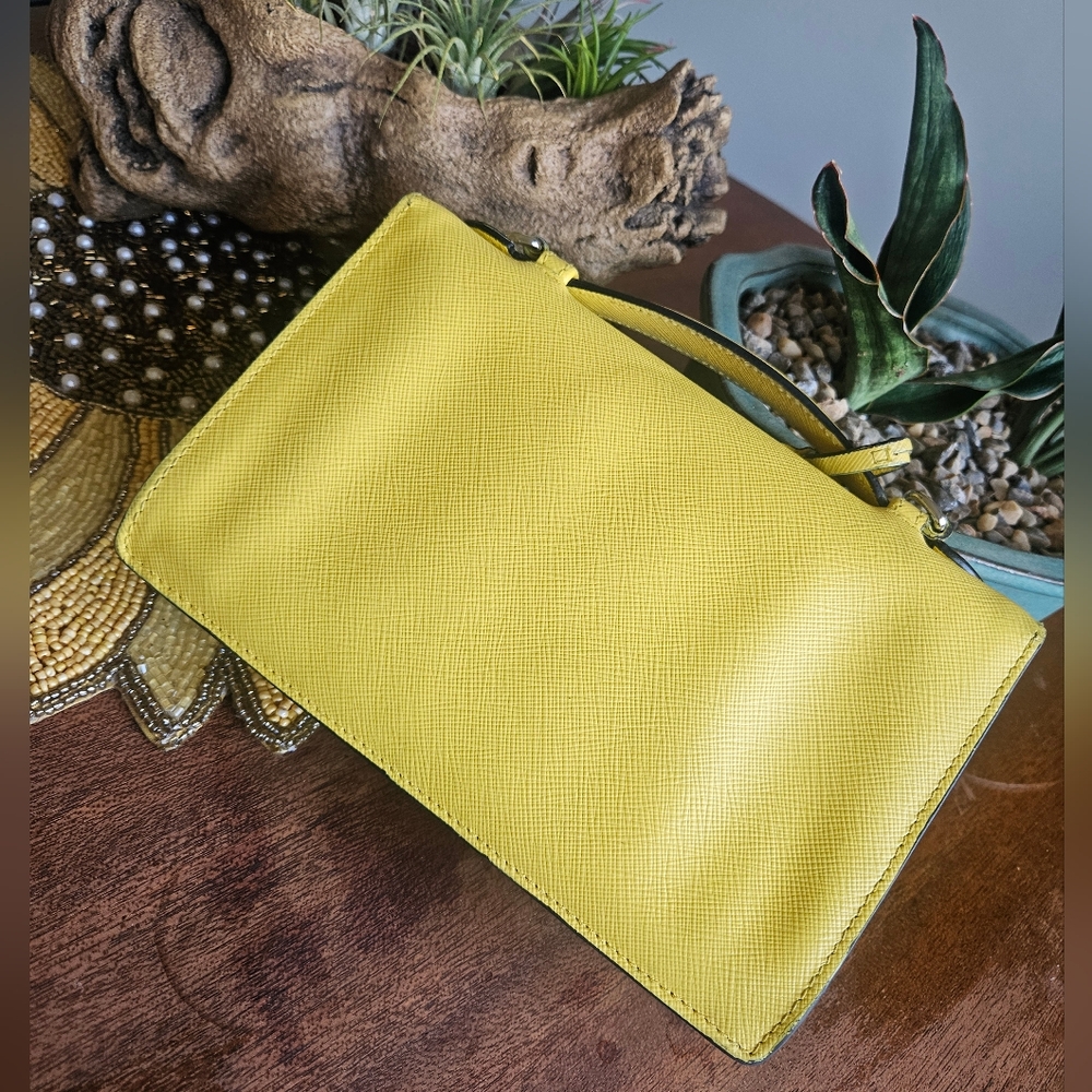 Authentic Prada Saffiano Leather yellow clutch/ shoulder bag - Picture 8 of 12